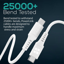 Promate USB-C to USB-C Cable, Premium 60W Power Delivery Fast Charging Type-C Cable, White