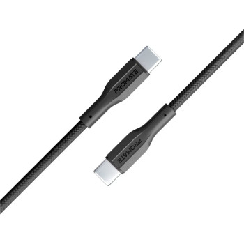 Promate USB-C to USB-C Cable, Premium 60W Power Delivery Fast Charging Type-C Cable with 480Mbps Data Sync and 100cm, Black