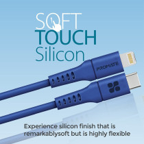Promate USB-C To Lightning Cable, 20W Power Delivery Type-C To Lightning Soft Silicone Cord
