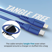 Promate USB-C To Lightning Cable, 20W Power Delivery Type-C To Lightning Soft Silicone Cord