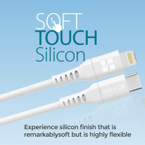 Promate USB-C to Lightning Cable, Fast-Charging 20W Power Delivery Type-C to Lightning Soft Silicone Cord