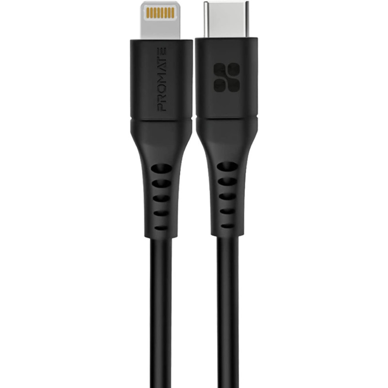 Promate USB-C to Lightning Cable, Fast-Charging 20W Power Delivery Type-C