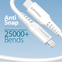 Promate USB-C to Lightning Cable, Fast-Charging Power Delivery Type-C to Lightning Soft Silicone Cord, Data Sync