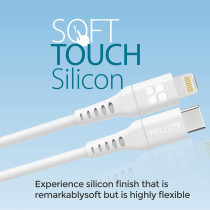 Promate USB-C to Lightning Cable, Fast-Charging Power Delivery Type-C to Lightning Soft Silicone Cord, Data Sync