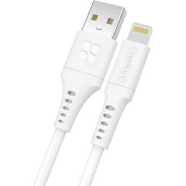 Promate USB-A to Lightning Cable, Durable 2.4A USB-A to Lightning Charging Cable with 480 Mbps Data, White