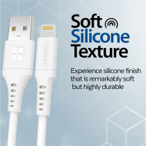 Promate USB-A to Lightning Cable, Durable 2.4A USB-A to Lightning Charging Cable with 480 Mbps Data, White