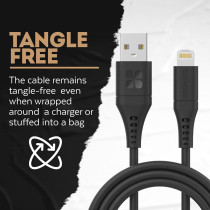 Promate USB-A to Lightning Cable, Durable 2.4A USB-A to Lightning Charging Cable, Black