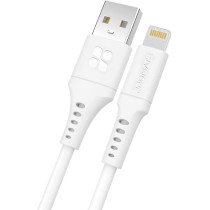 Promate USB-A to Lightning Cable, Durable 2.4A USB-A to Lightning Charging Cable, White