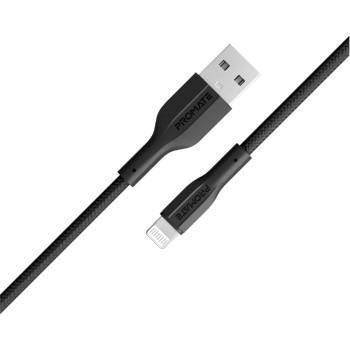 Promate USB-A to Lightning Cable, Durable 10W USB-A to Lightning Charger with 480 Mbps Data Transfer, Black