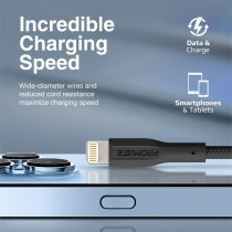 Promate USB-A to Lightning Cable, Durable 10W USB-A to Lightning Charger with 480 Mbps Data Transfer, Black