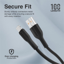 Promate USB-A to Lightning Cable, Durable 10W USB-A to Lightning Charger with 480 Mbps Data Transfer, Black