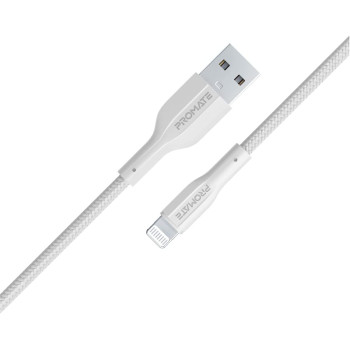 Promate USB-A to Lightning Cable, Durable 10W USB-A to Lightning Charger with 480 Mbps, White