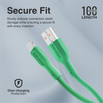 Promate USB-A to Lightning Cable, Durable 10W USB-A to Lightning Charger with 480 Mbps Data Transfer, Green