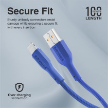 Promate USB-A to Lightning Cable, Durable 10W USB-A to Lightning Charger with 480 Mbps Data Transfer, Navy