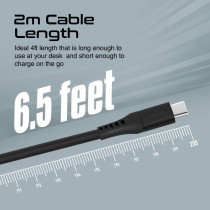 Promate USB-C Cable, Fast-Charging 5V/3A USB-A to Type-C Cable with 480 Mbps Data Sync, 200cm, Black