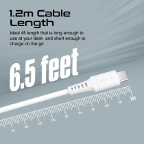 Promate USB-C Cable, Fast-Charging 5V/3A USB-A to Type-C Cable with 480 Mbps Data Sync, White