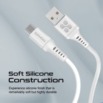 Promate USB-C Cable, Fast-Charging 5V/3A USB-A to Type-C Cable with 480 Mbps Data Sync, White