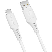 Promate USB to USB-C Cable, Durable Silicone Type-C Charging Cable with 3A Fast Charging, White
