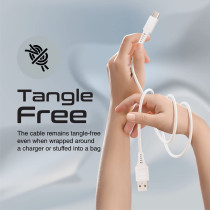 Promate USB to USB-C Cable, Durable Silicone Type-C Charging Cable with 3A Fast Charging, White