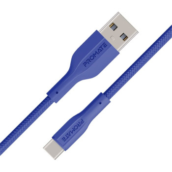 Promate USB to USB-C Cable, Durable Silicone Type-C Charging Cable with 2A Fast Charging, Navy