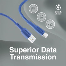 Promate USB to USB-C Cable, Durable Silicone Type-C Charging Cable with 2A Fast Charging, Navy