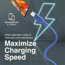 Promate USB to USB-C Cable, Durable Silicone Type-C Charging Cable with 2A Fast Charging, Navy