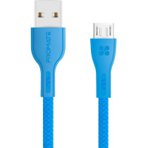 Promate Fast Charging Micro-USB Cable, Premium 2A Android High-Speed Sync and Charge Cord, Blue