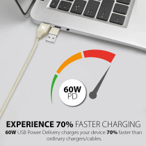 Promate 6-In-1 Multi Charging Cable, Lightning, USB-C, Micro USB Connectors to USB-A and USB-C, PentaPower Gold
