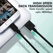 Promate Micro USB Android Charger, Premium Micro USB 1.2m Tangle Free Cable with 1.8A Fast Charge Sync Black