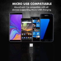 Promate Micro USB Android Charger, Premium Micro USB 1.2m Tangle Free Cable with 1.8A Fast Charge Sync Black
