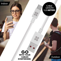 Promate Micro USB Android Charger, Premium Micro USB 1.2m Tangle Free Cable with 1.8A,White