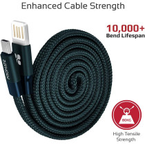 Promate Coiline-C Auto-Coiling USB-C Cable, Premium Fabric Braided Aluminium Alloy Reversible (Blue)