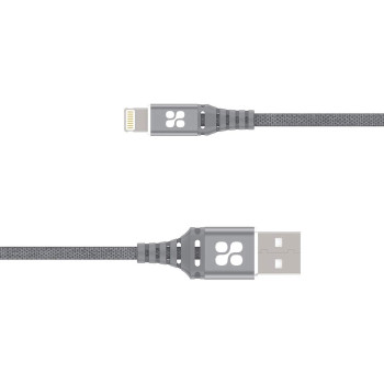 Promate USB Lightning Cable, Heavy Duty 2.4A Apple MFi Certified Fast Charging Syncing(Grey)