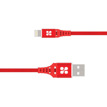 Promate USB Lightning Cable, Heavy Duty 2.4A Apple MFi Certified Fast Charging (Red)