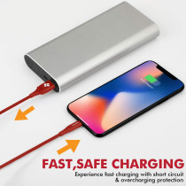 Promate USB Lightning Cable, Heavy Duty 2.4A Apple MFi Certified Fast Charging (Red)