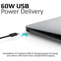 Promate USB-C to USB-C Cable, Premium 60W Power Delivery USB Type-C to Type-C 3A Sync Black