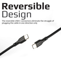 Promate USB-C to USB-C Cable, Premium 60W Power Delivery USB Type-C to Type-C 3A Sync Black