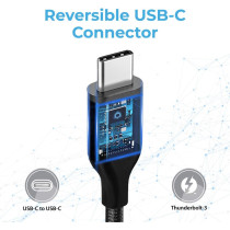 Promate USB-C to USB-C Cable, Ultra-Fast Thunderbolt 3 Type- C Sync and Charge Cable