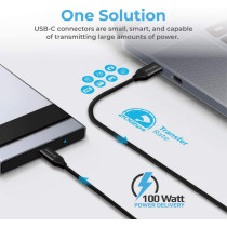 Promate USB-C to USB-C Cable, Ultra-Fast Thunderbolt 3 Type- C Sync and Charge Cable