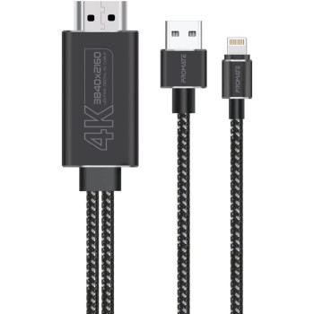Promate 4K HDMI to USB and Lightning Connector, Ultra HD Durable, 4K@30Hz, 1080p@60Hz