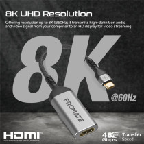 Promate USB-C to HDMI Adapter, Ultra HD 8k@60hz HDMI Adapter Converter with 48Gbps Transmission