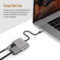 Promate USB-C to VGA and HDMI Adapter, High Definition Aluminium USB-C to VGA HDMI Converter