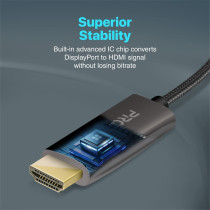 Promate DisplayPort to HDTV Moniter Cable, UHD 4K@60Hz DP to HDMI Video Display Cord