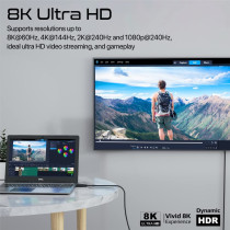 Promate DisplayPort Cable, Premium Ultra HD 8K@60Hz Video Display Cord with 32.4Gbps Bandwidth Transmission