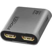 Promate HDMI Splitter, Ultra HD 4k 60Hz 1 in, 2 out HDMI Adapter Converter with Dual HDMI Ports
