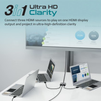 Promate HDMI Switch, 3-in-1 Ultra HD 4k 60Hz HDMI Adapter Converter with Triple HDMI Ports