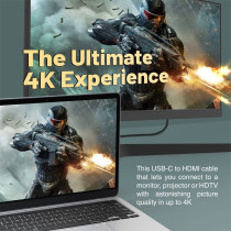 Promate USB-C To HDMI Cable, Ultra HD 4k 60hz Type-C (Thunderbolt-3) To HDMI Adapter