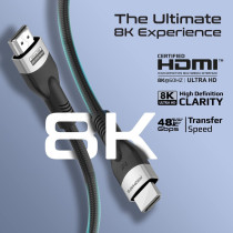 Promate HDMI 2.1 Cable, 5m HDMI To HDMI Slim Cable with 48Gbps Bandwidth, 8K, 60Hz Resolution