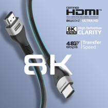 Promate HDMI 2.1 Cable, 3m HDMI to HDMI Slim Cable with 48Gbps Bandwidth
