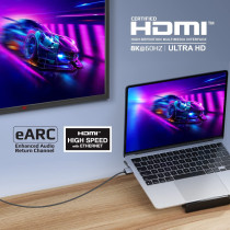 Promate HDMI 2.1 Cable, 1.5m HDMI to HDMI Slim Cable with 48Gbps Bandwidth, 8K@60Hz Resolution